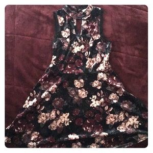 xhilaration - Velvet Flower Patterned Dress